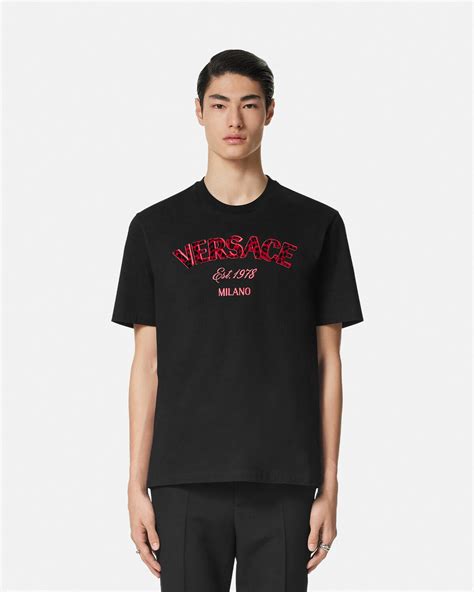 versace t shirt stampa tigre|Embroidered Versace Wild Stamp T.